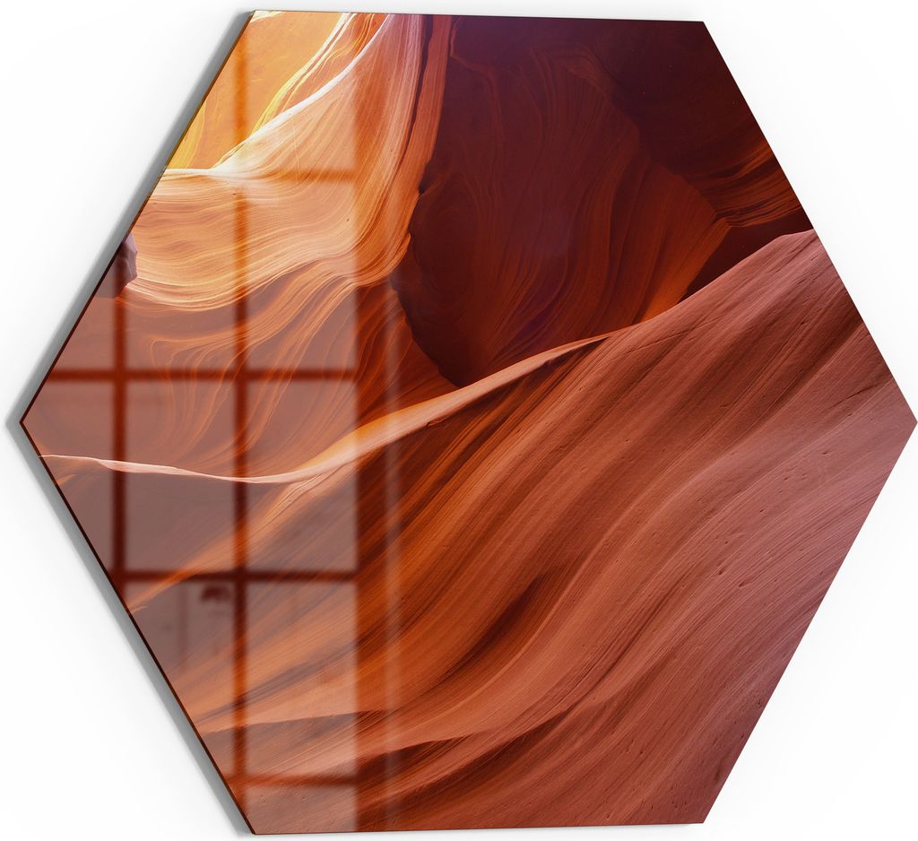 DEQORI Magnettafel Glas 40x35 cm 6-eckig 'Lichtspiel des Feuerfels' beschreibbar Whiteboard Küche