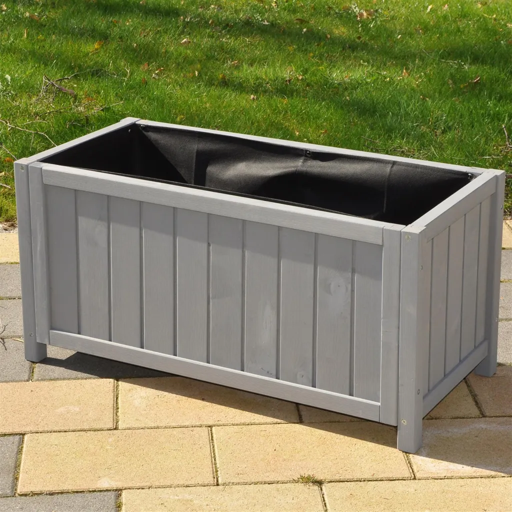 Jardinière grand volume grise 75x35x36 cm résistante UV et intempéries