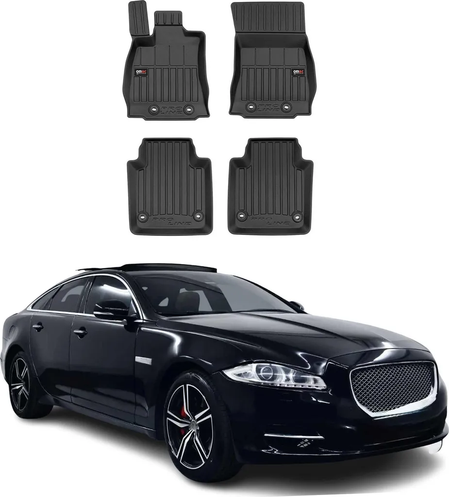 Set Tappetini TPE per Jaguar XJ LWB 2009-2019 - Gomma Nera 4 Pezzi