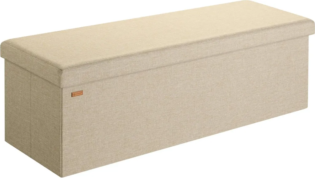 Coffre de rangement pliable beige 115cm en MDF pour salon et chambre