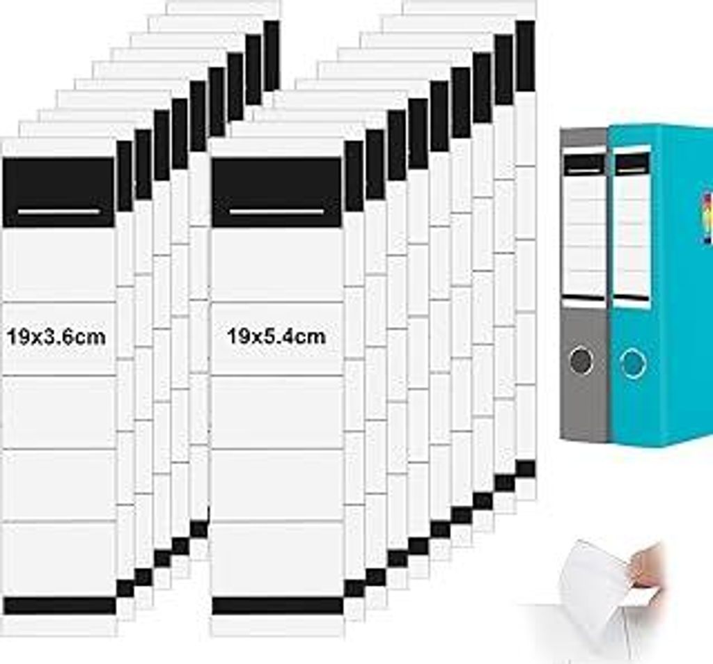 100Stk Ordnerrücken Selbstklebend Set,19x5.4cm/19x3.6cm Ordner Rückenschilder Klebeetiketten,Breit Selbstklebend Aktenordner Aufkleber,Ordner Eti...