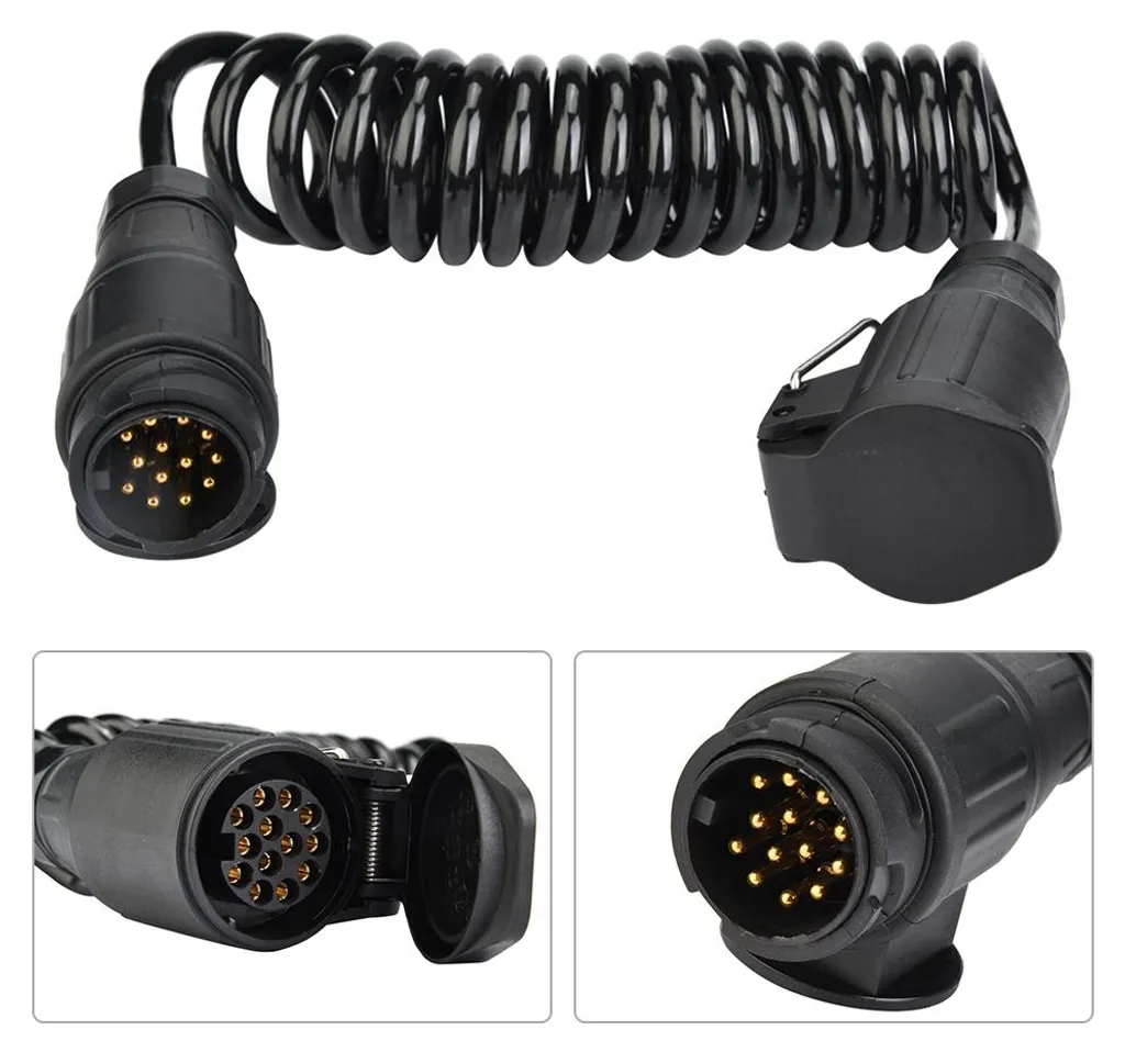 Adaptateur Prise Remorque 13 Broches avec Câble à Ressort Extensible