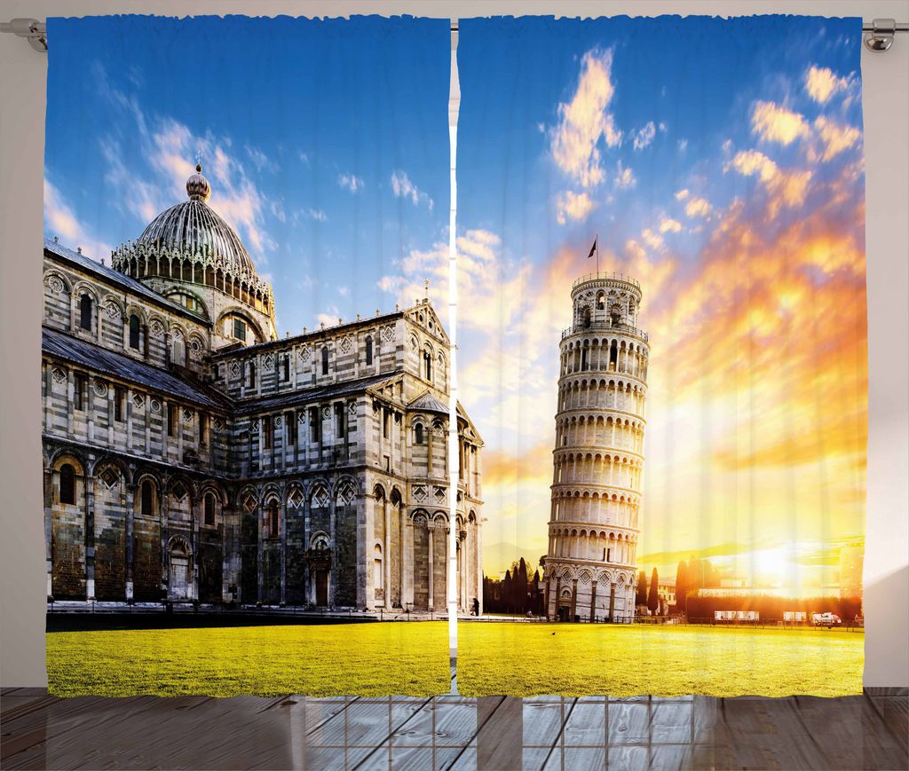 ABAKUHAUS Italien Rustikaler Vorhang, Ort der Miracoli Complex, Wohnzimmer Universalband Gardinen mit Schlaufen und Haken, 280 x 175 cm, Mehrfarbig