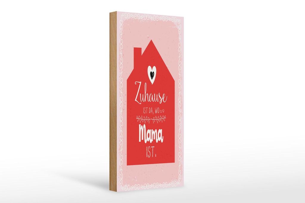 Holzschild Zuhause ist da wo Mama ist, 27x10 cm, Produktbild 