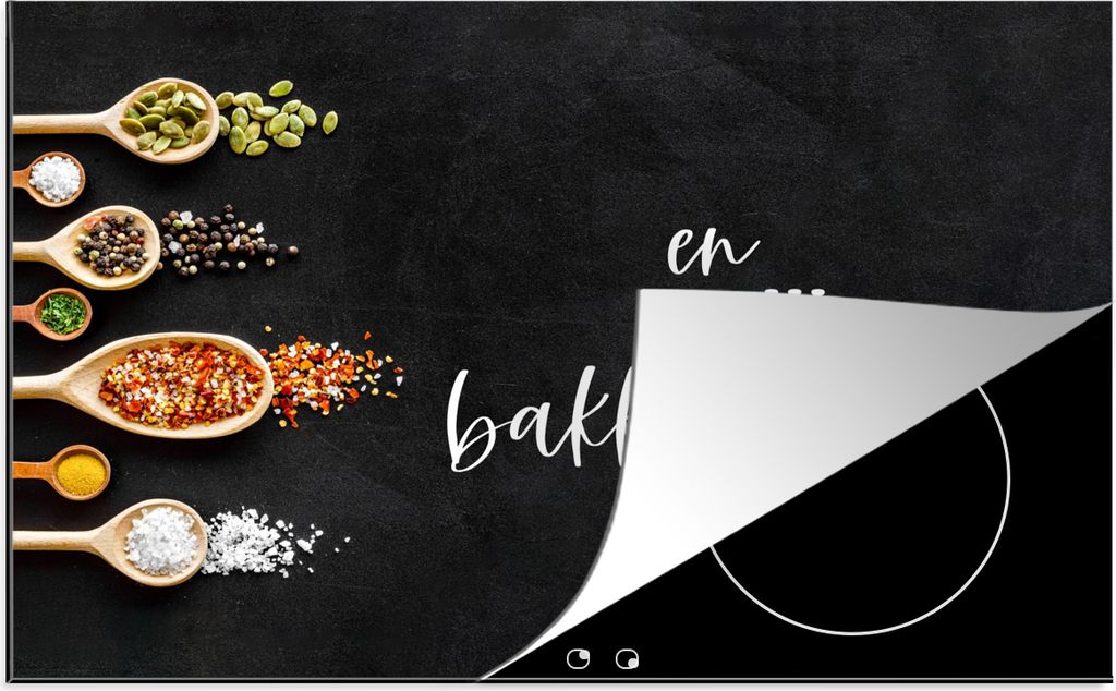 KitchenYeah Herdabdeckplatte Und... Backen Sie! - Küche - Sprichwörter - Zitate - Gewürze , 78x52cm, Küche Deko, Glaskeramikfeld Herdabdeckun...
