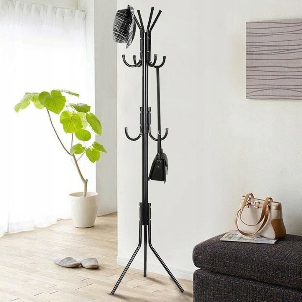 Kleiderbügel, 12 Haken, schwarz und weiß, 175 cm, Isotrade Produktbild 7