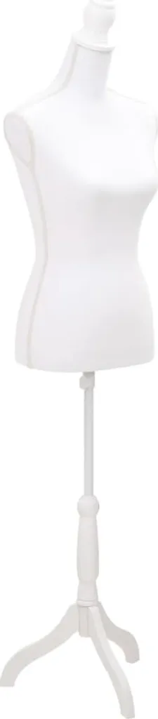 Mannequin de vitrine buste femme blanc avec pied en bois pour couture