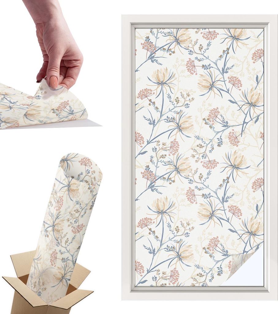 Buntglasfolie für Fenster – 100x50 cm – Stained-Glass-Fensterfolie, dekorativ & blickdicht – Selbstklebende Glasdekorfolie im Buntglas-Desig...