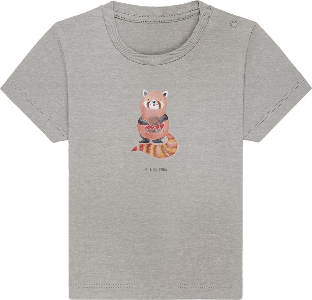 Mr. & Mrs. Panda T-Shirt Roter Panda 24. - 36. Monat - Heather Grey - Geschenk, Lieblingsmensch, Baby Top, Babyshirt, Shirt, Liebe, Herz, Lustige S...