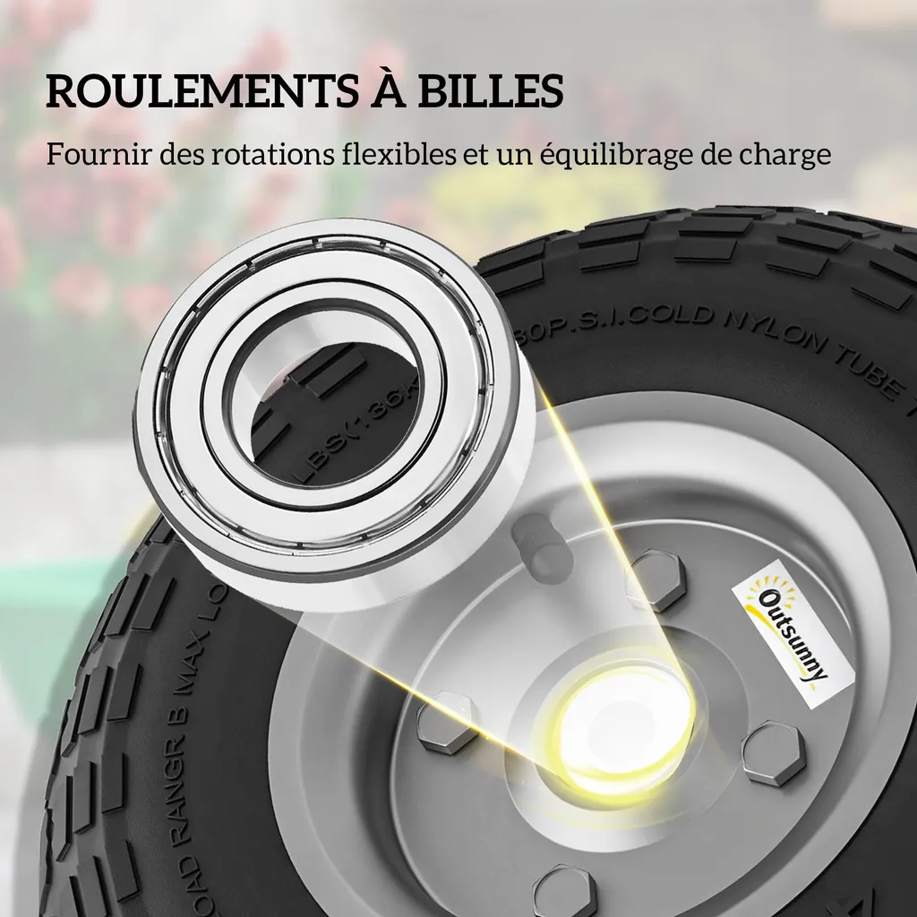 Pneu de rechange pour diable et brouette avec axe de 16mm robuste - 7