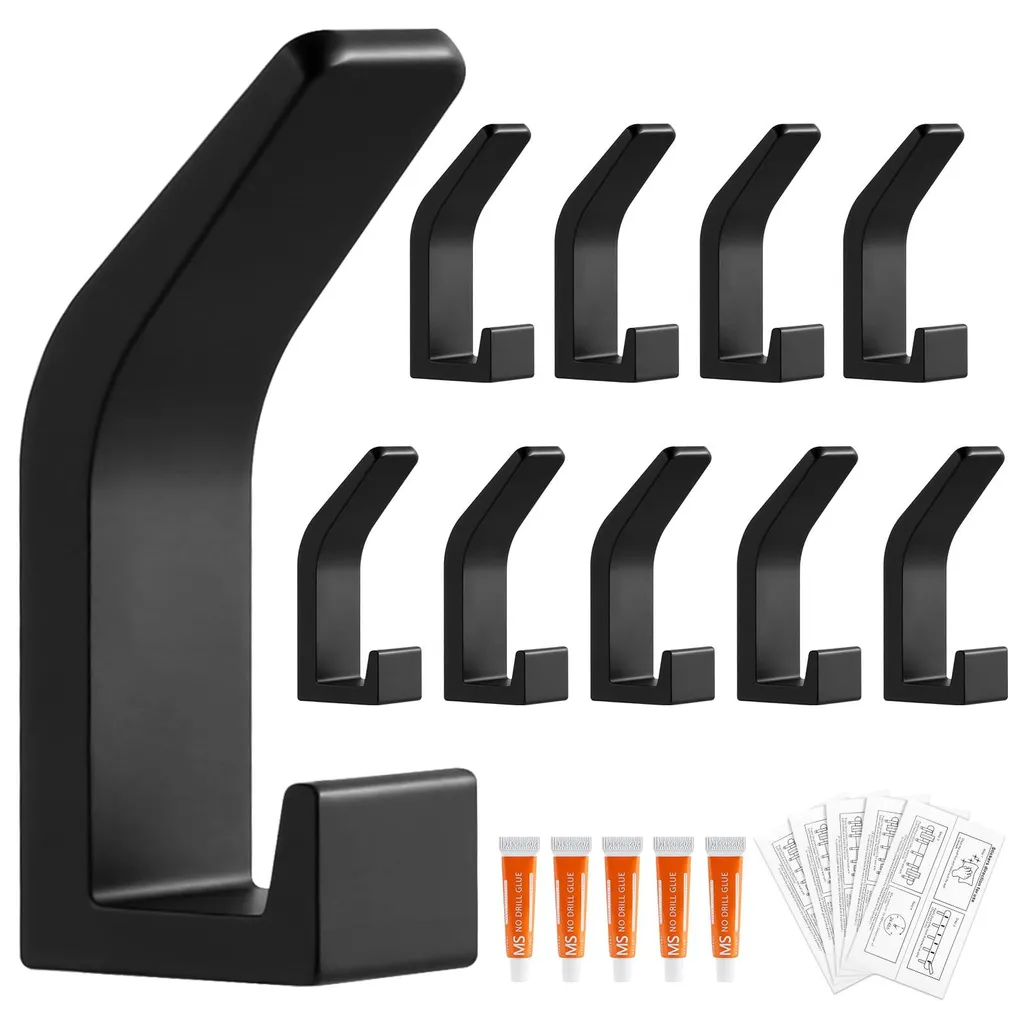 Lot de 10 patères noires en aluminium aéronautique robuste et durable