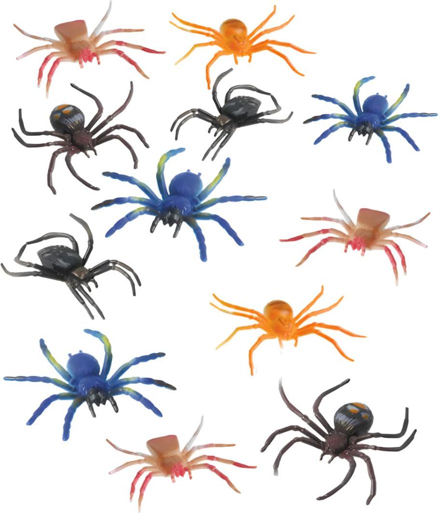 Eklige bunte Mini Spinnen 12St.