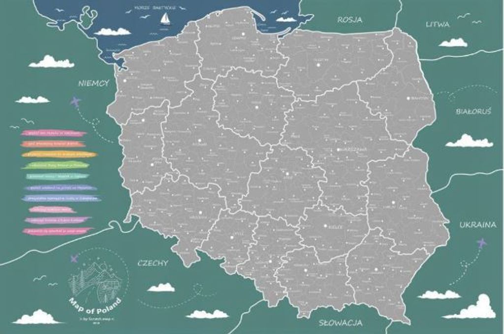 Karte von Polen - Silberne Rubbelkarte