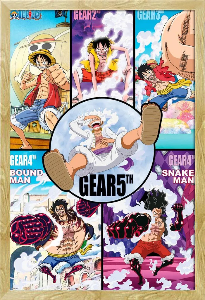 One Piece Poster Gear 5 History con Cornice Faggio Shinsuke® 61x91