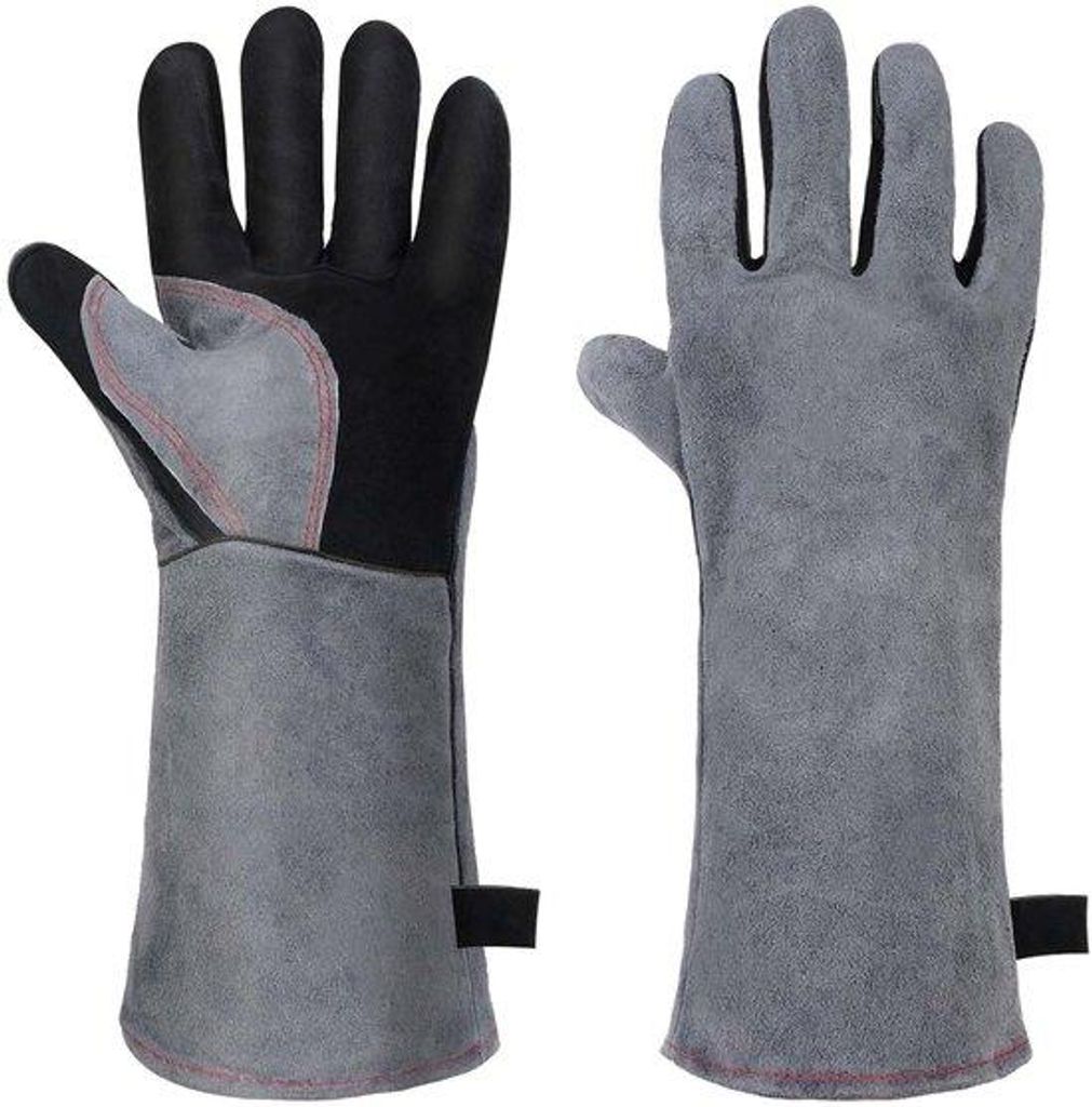 Hitzebeständige Schutzhandschuhe - Lassen-Handschuhe - Widerstandsfähig gegen Hitze, Schneiden und Reibung & 350°C - Lange Schutzhandschuhe 40cm...