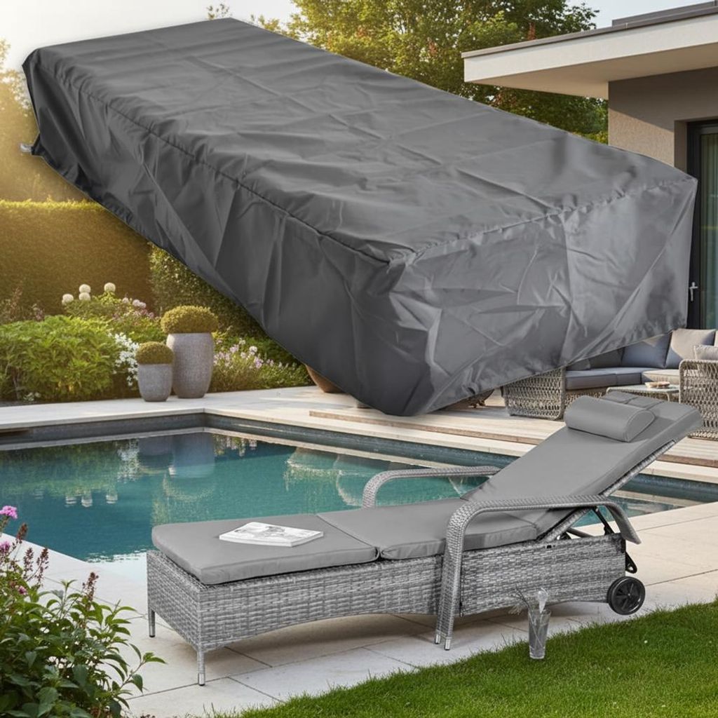 Schutzhülle Gartenmöbel 220×78×60 cm schwarz wetterfest mit Produktbild 