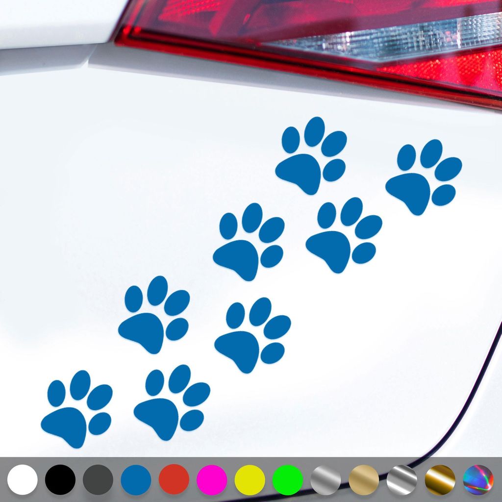 PantherPixel Katzenpfoten Aufkleber Hundepfoten Tiere Tatzen Sticker Auto Geschenkidee Farbe Blau