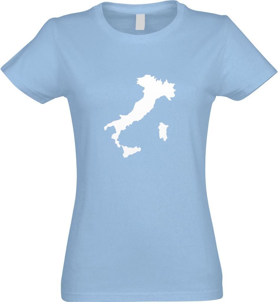 Kiwistar - T-Shirt tailliert - Damen - himmelblau - Italien Umriss Kontur - mit Motiv Bedruckt - Funshirt Design - Sport - Freizeit - Damen - M