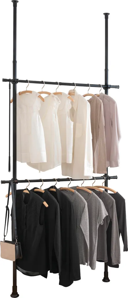 WENKO Herkules Basic Système de Vestiaire Télescopique Noir Ajustable