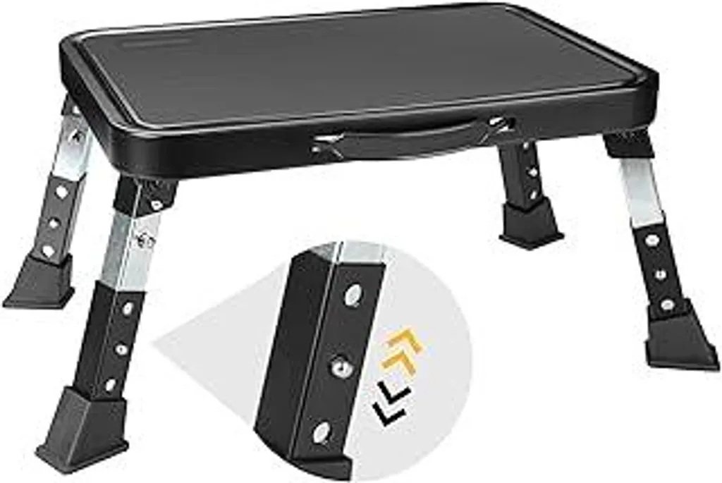 Sgabello pieghevole regolabile in altezza a 3 livelli BONTEC con piattaforma antiscivolo e piedini in gomma, scala portatile per adulti, anziani e bambini, max. 150 kg, pieghevole, ideale per la cucina e l'ufficio