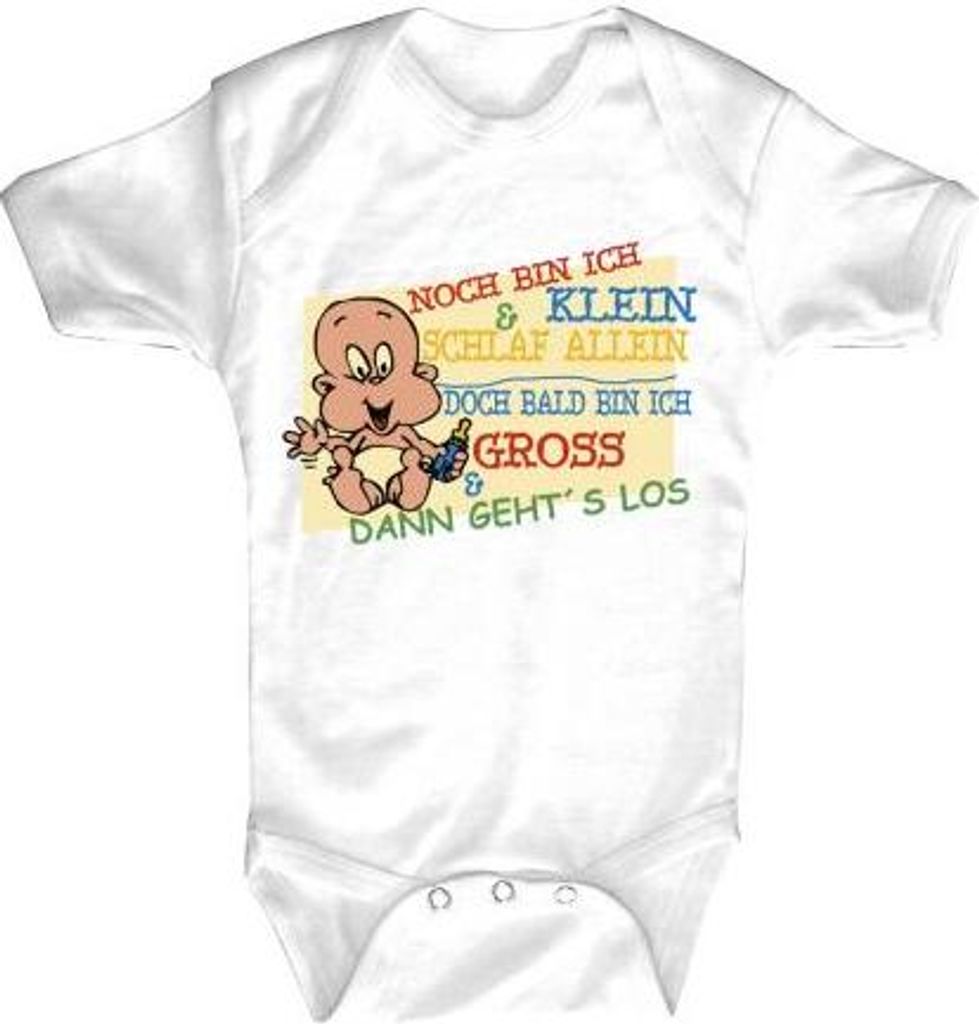 Babystrampler mit Print – Noch bin ich klein & schlaf allein... - 08305 weiß Gr. 0-24 Monate Größe - 18-24 Monate