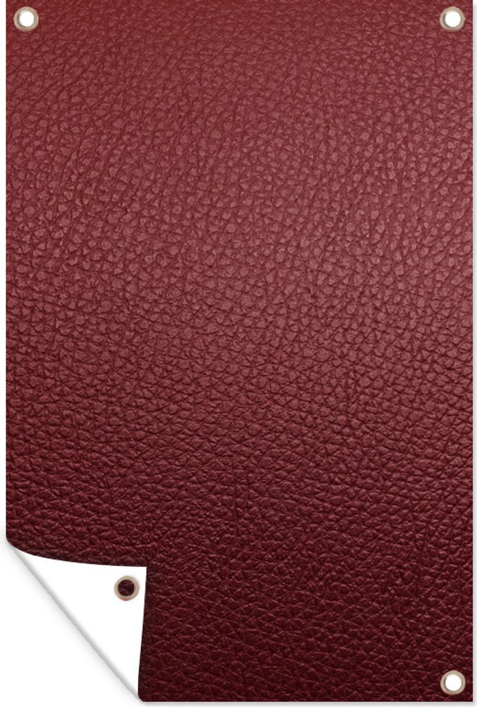 MuchoWow 40x60 cm Outdoor-Poster Gartendeko Sichtschutz Garten Poster für den Garten Leder - Lederoptik - Rot - Leicht