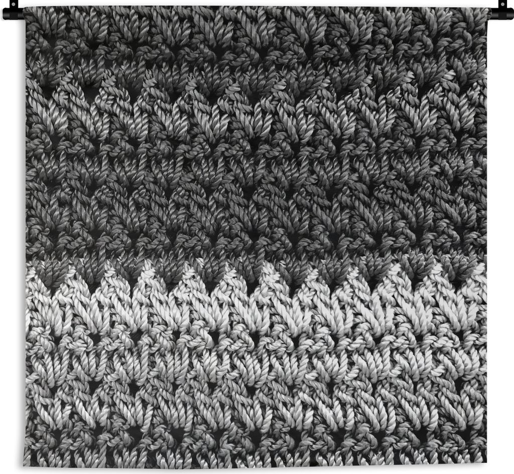 MuchoWow Wandteppich Wandbehang Makramee-Teppich - schwarz und weiß 150x150 cm Tapisserie Dekoration Wandtuch - Wohnaccessoires - Modernes