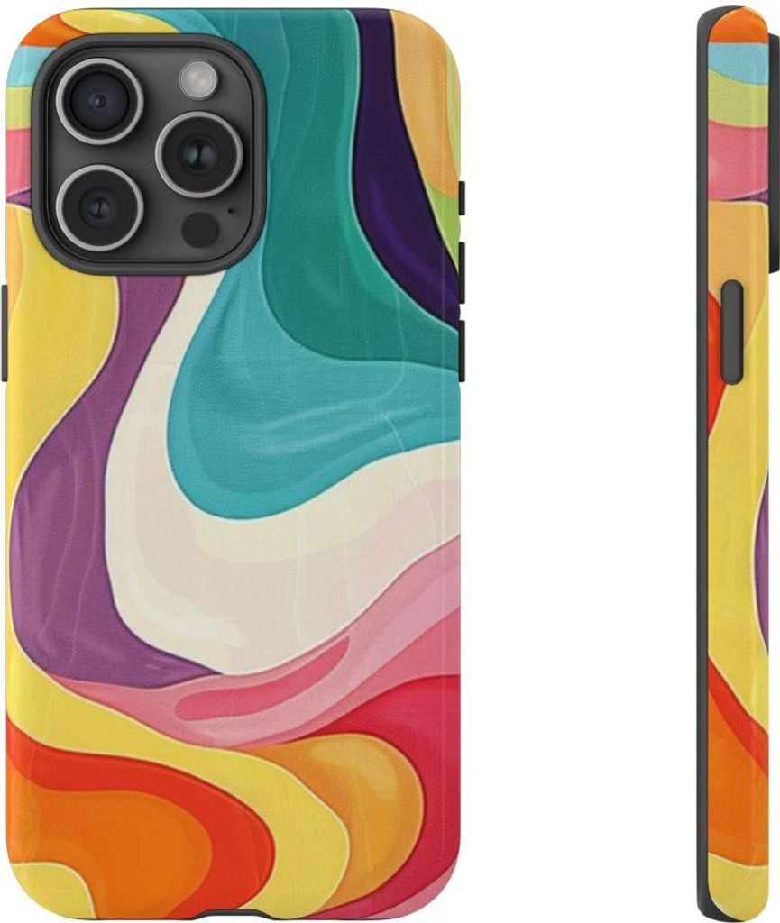 Buntes Retro-Muster in leuchtenden Farben – Hülle Kompatibel mit iPhone 15 Pro Max