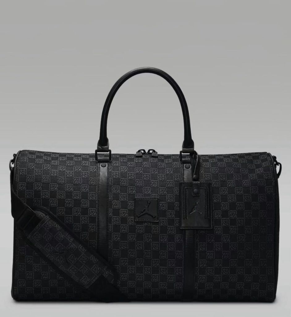 Air Jordan Monogram Black Duffle Bag Luggage Tote Carry On Jacquard Large 40L