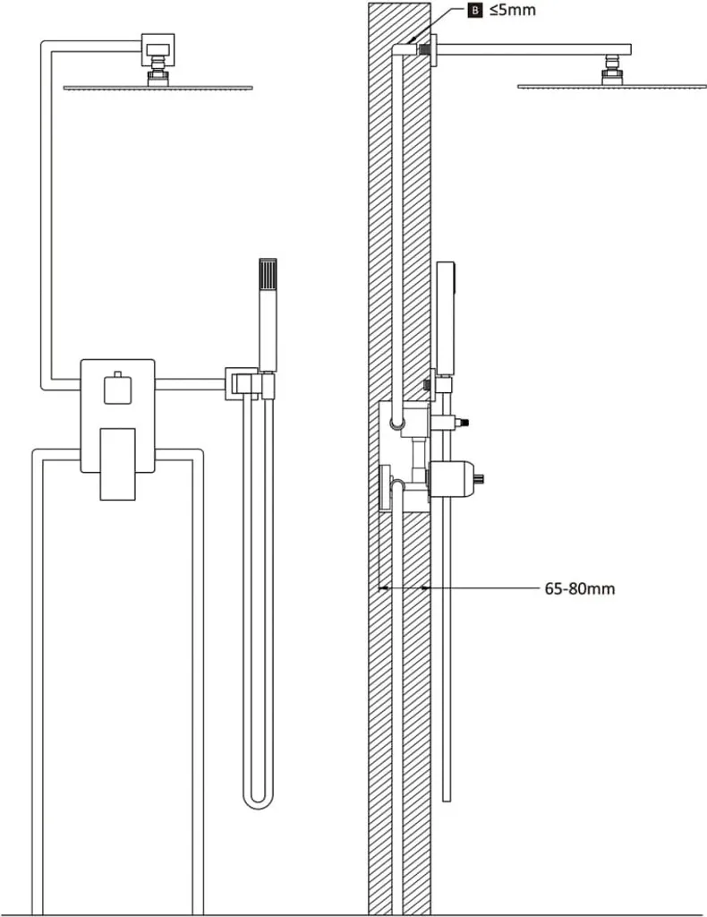 Colonne de douche en inox 201 argentée avec mitigeur et pommeau haut - 7