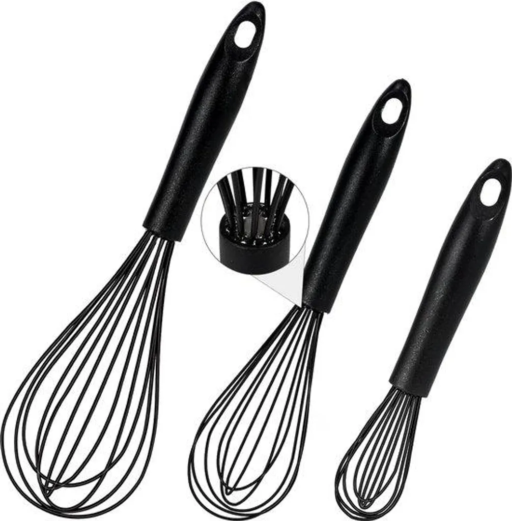 Set de fouets de cuisine mélangeurs en inox et silicone résistant