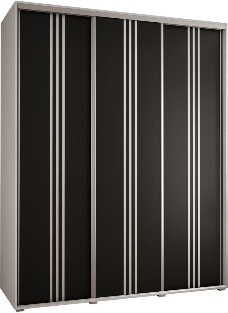 MEBLE KRYSPOL Davos 6 Schrank, drei Türen - 235,2x200x60 cm - Weiß Schwarz Silber