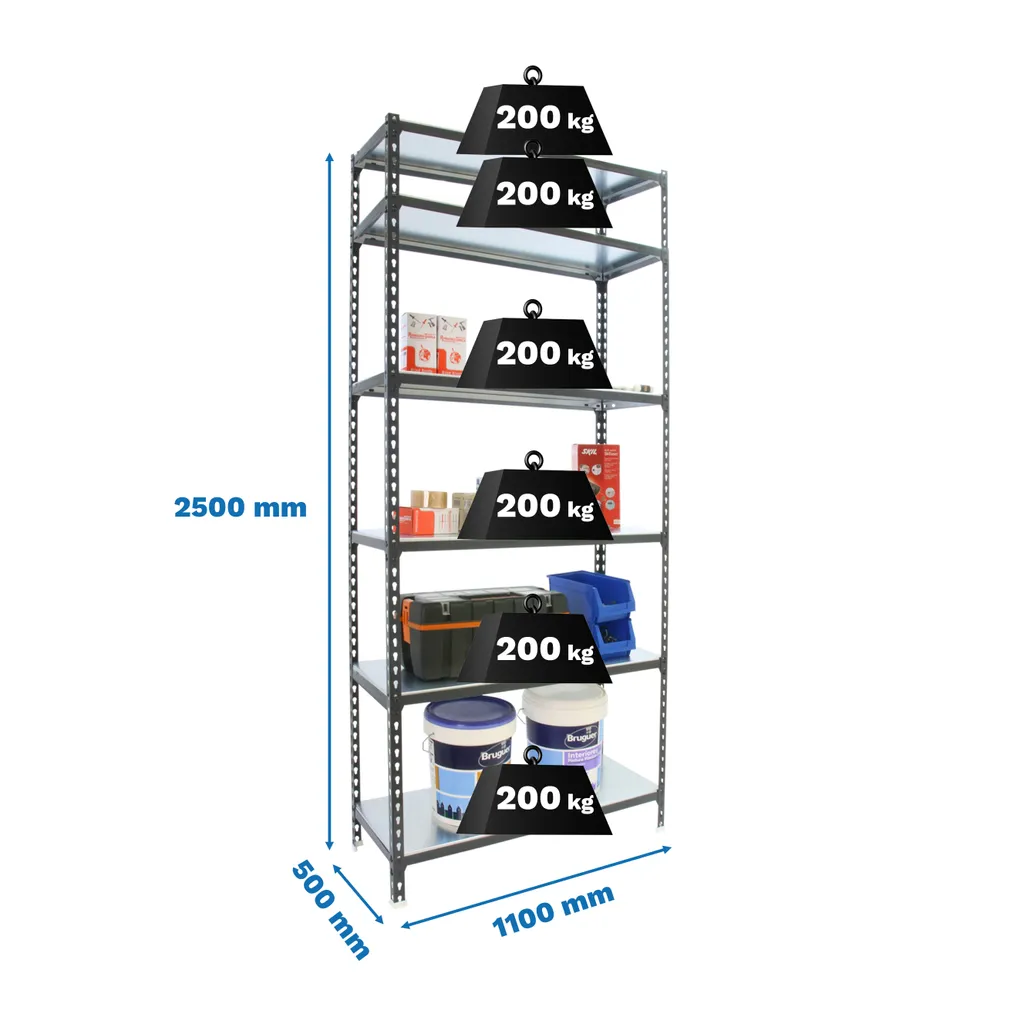 Étagère Industrielle pour Stockage Entrepôt et Archives 250 cm Grise