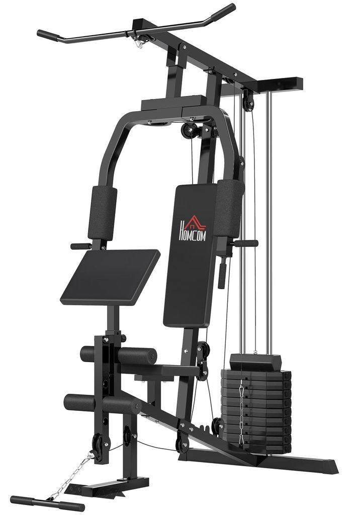 HOMCOM Gym Kraftstation Fitnessstation Multigym inkl. Gewichten Metall Schwarz