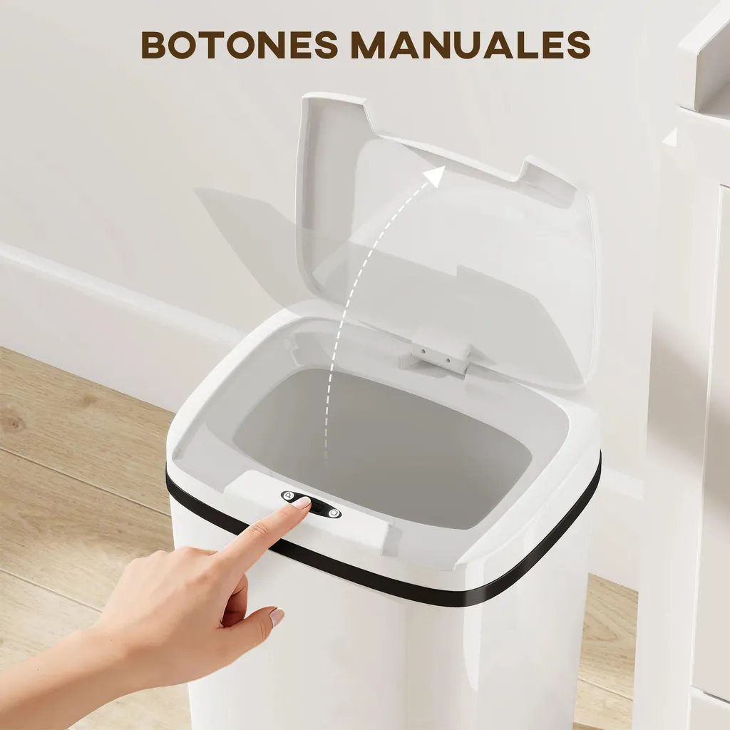 Poubelle automatique 15L noire : fini les microbes et les traces