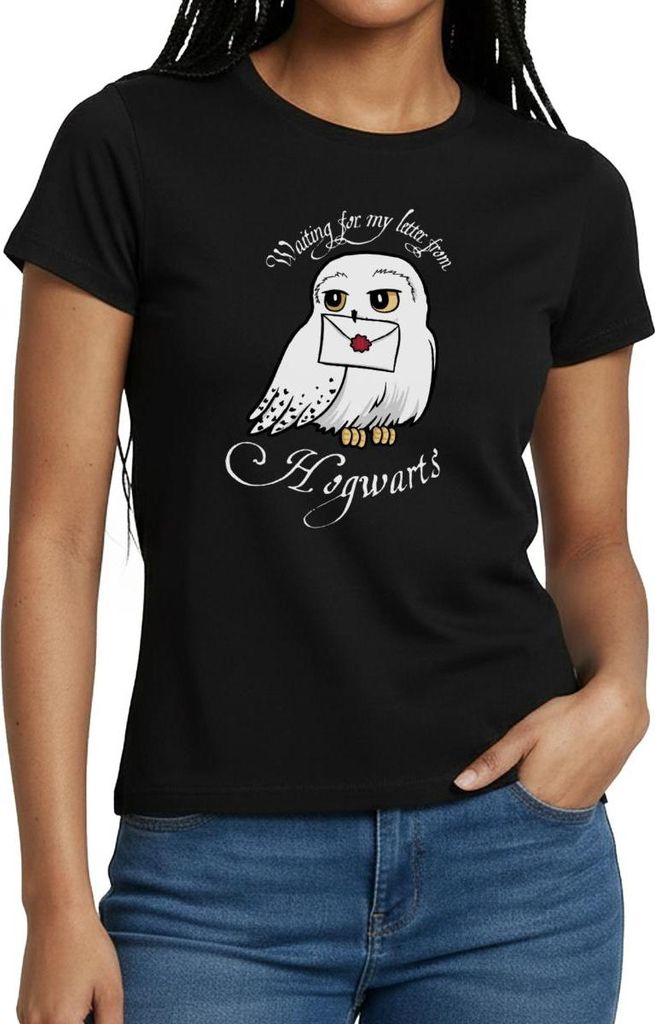 Spreadshirt Harry Potter Hedwig Brief Frauen T-Shirt, XXL, Schwarz