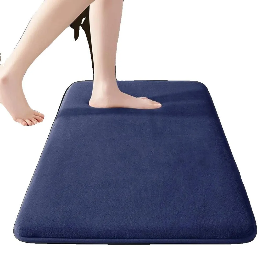 Grand tapis de couloir antidérapant en daim bleu 60x200cm pour maison