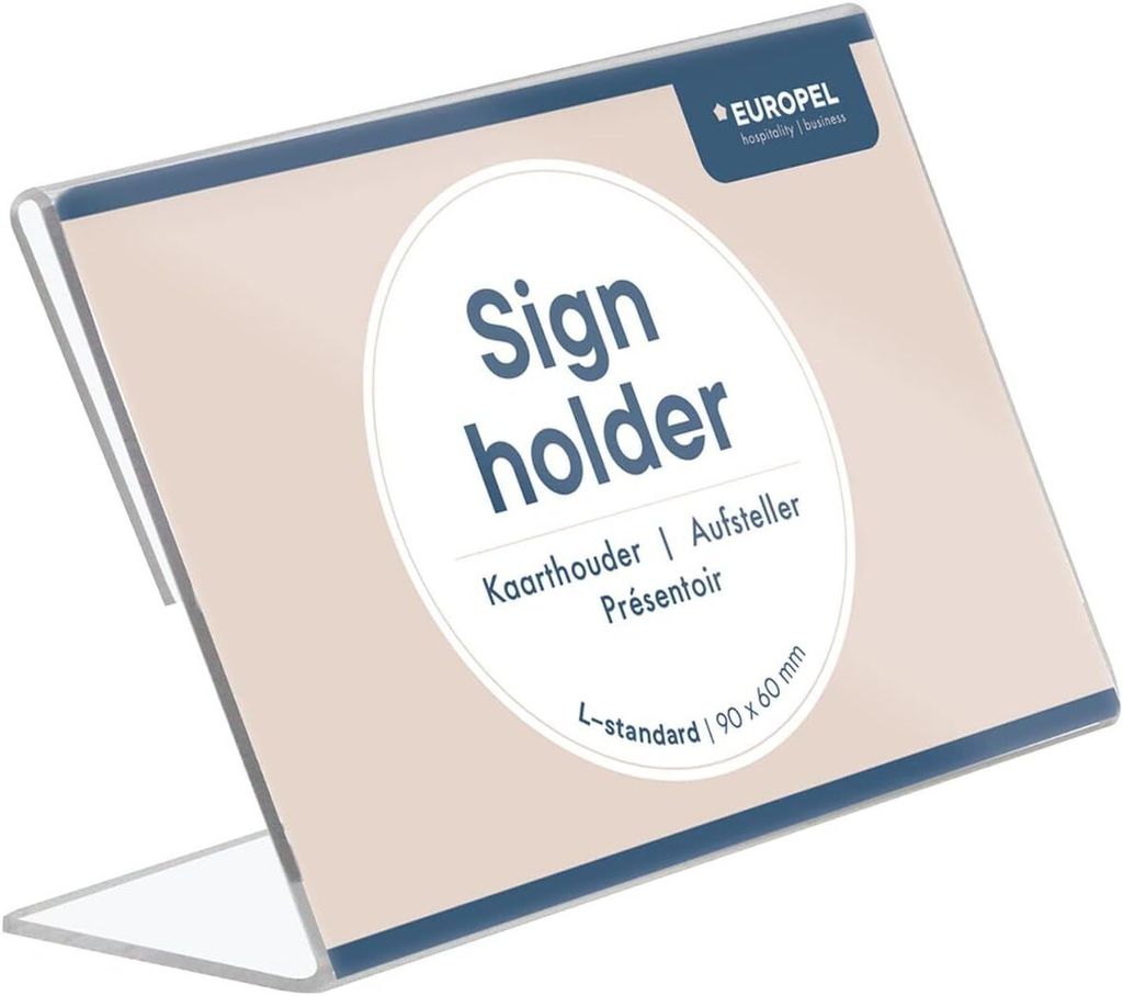 EUROPEL Tischaufsteller Acrylic 90 x 60 mm schräg