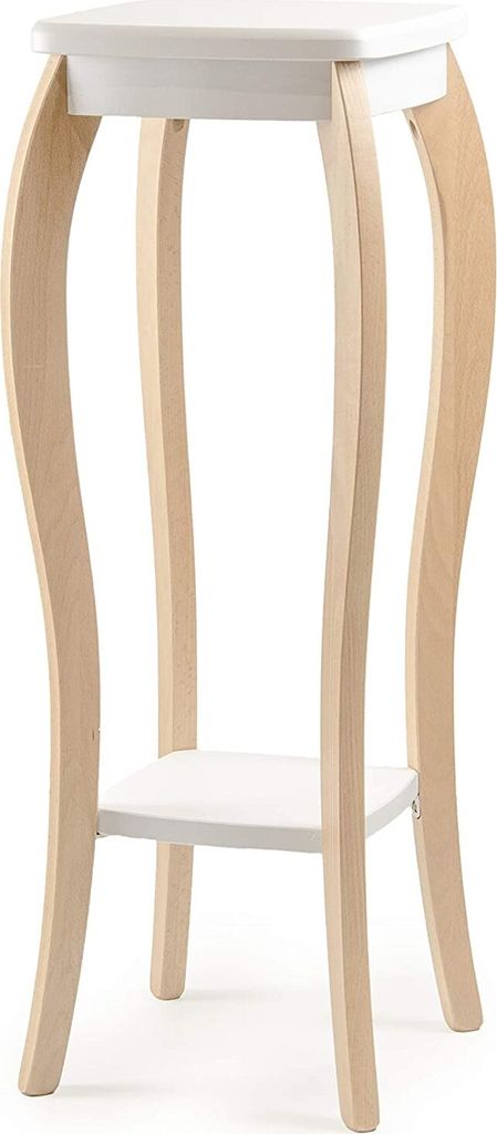 bixard | Blumenständer Konsolentisch Blumenhocker aus Massivholz - Buche und Weiß