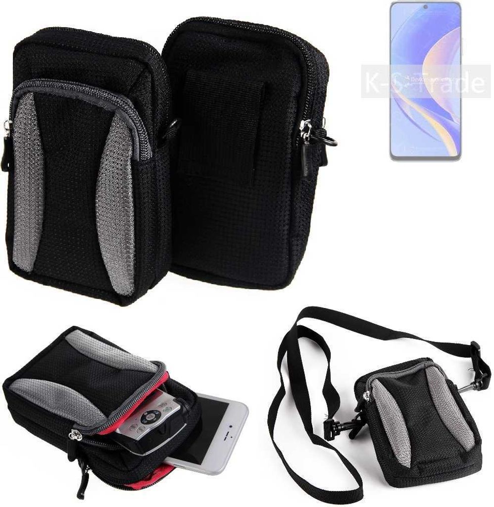 K-S-Trade Holster Schutz Hülle kompatibel mit Huawei nova Y90 Handy Hülle Gürteltasche Umhängetasche mit Zusatzfach schwarz