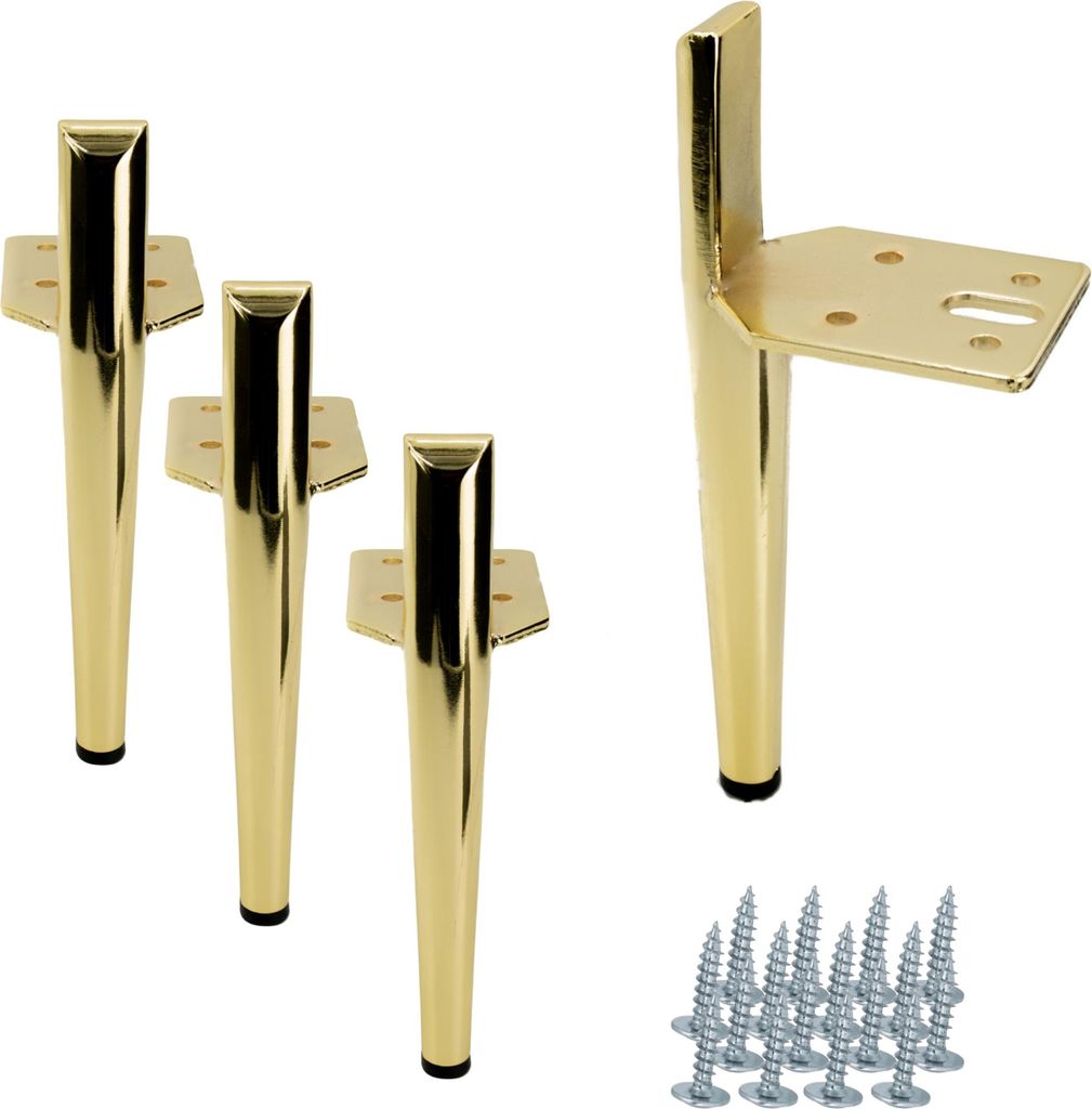 Set von 4 stilvollen goldenen Chrommöbelbeinen – 15 cm Produktbild 