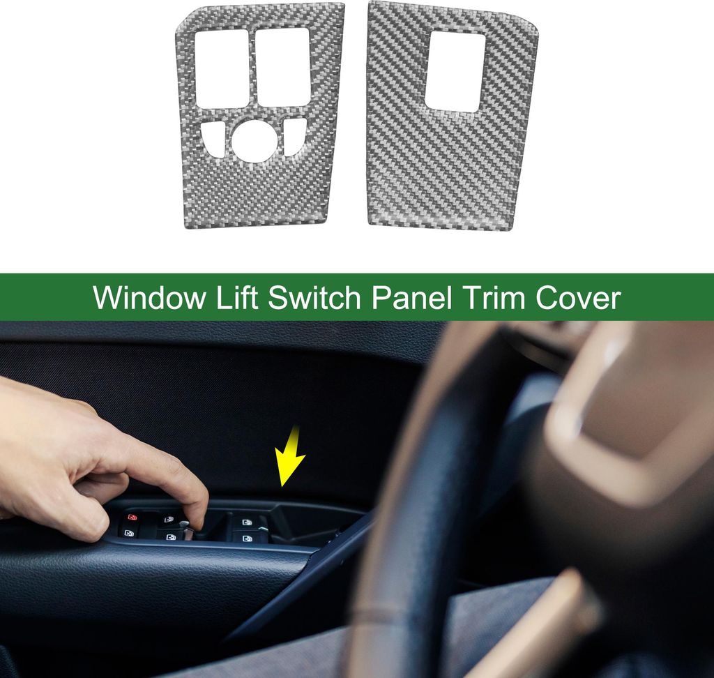 Fensterheber-Schalterpanel-Abdeckung für Jaguar F-Type 2013-2024 Vorne Links Rechts Autotür-Fenstersteuerung-Knopf-Aufkleber Carbonfiber Silberton