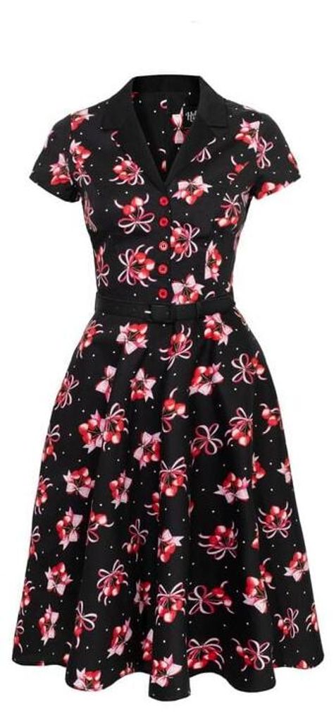 Hell Bunny Mittellanges Kleid Damen Cherilyn Dress schwarz M