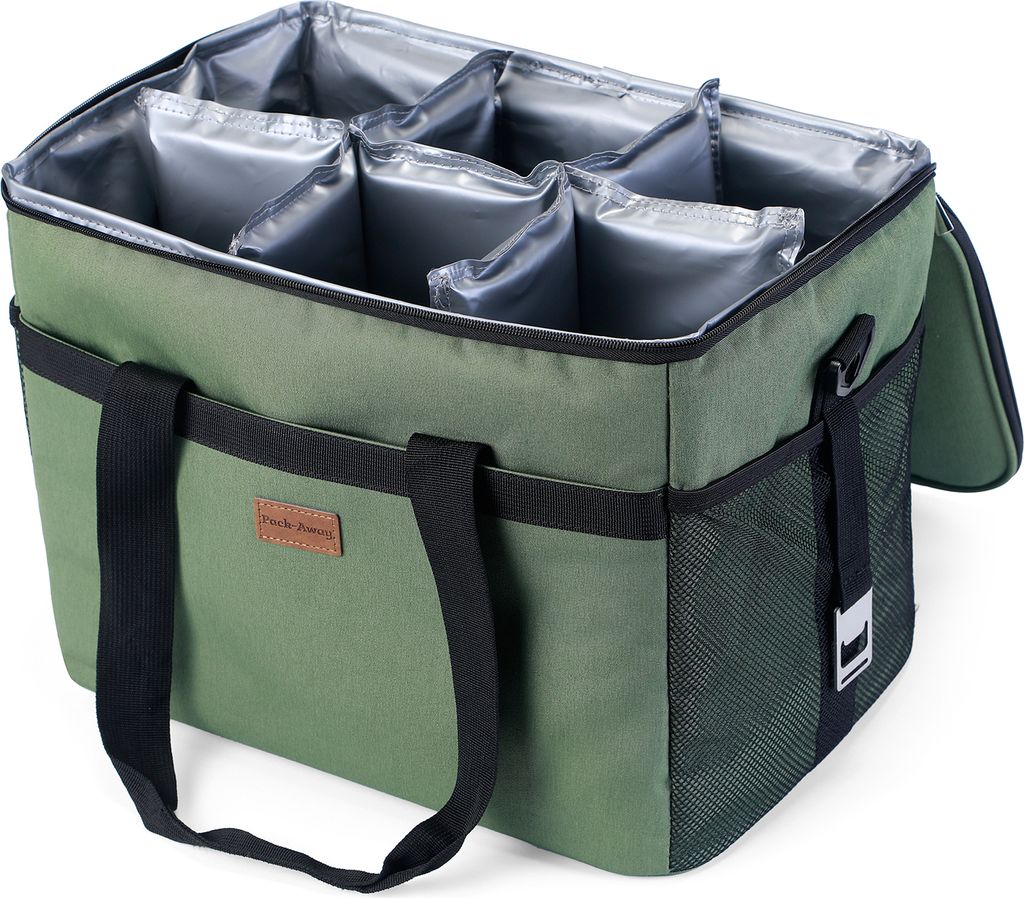 Packaway 4-lagige isolierte Kühltasche - Lunchtasche 30 Liter - Grün - Inklusive Trennwand