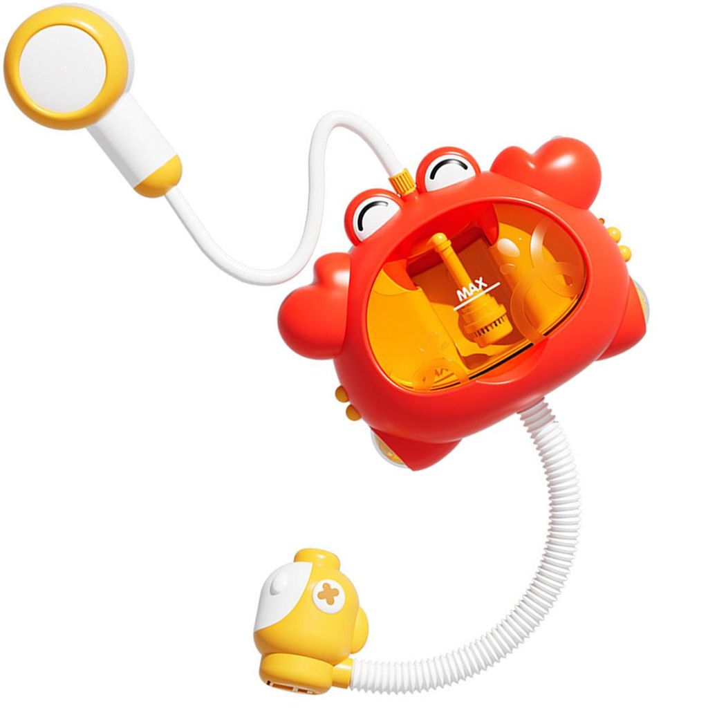Badespielzeug Baby,Elektrische Krabbe mit Dusche, Musik und Seifenblasen,Badewannenspielzeug für Jungen und Mädchen (Rot)