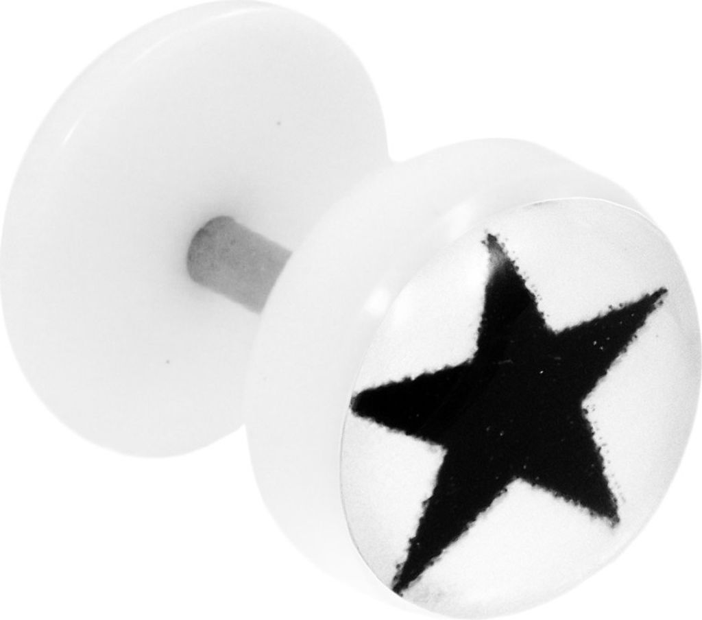 Fake Plug Ohrstecker mit Motiv Stern weiß