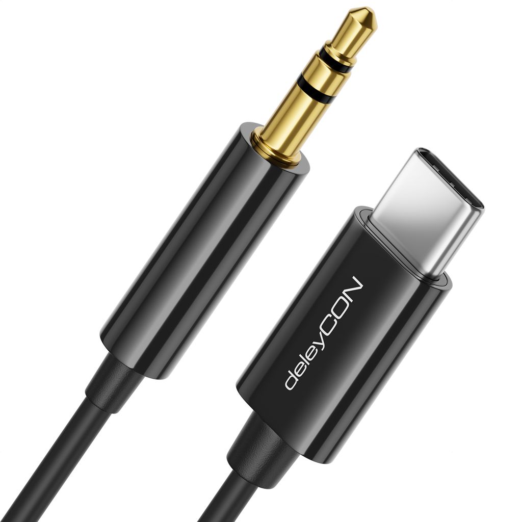 deleyCON 1m USB-C zu 3,5 mm Klinke Kabel AUX