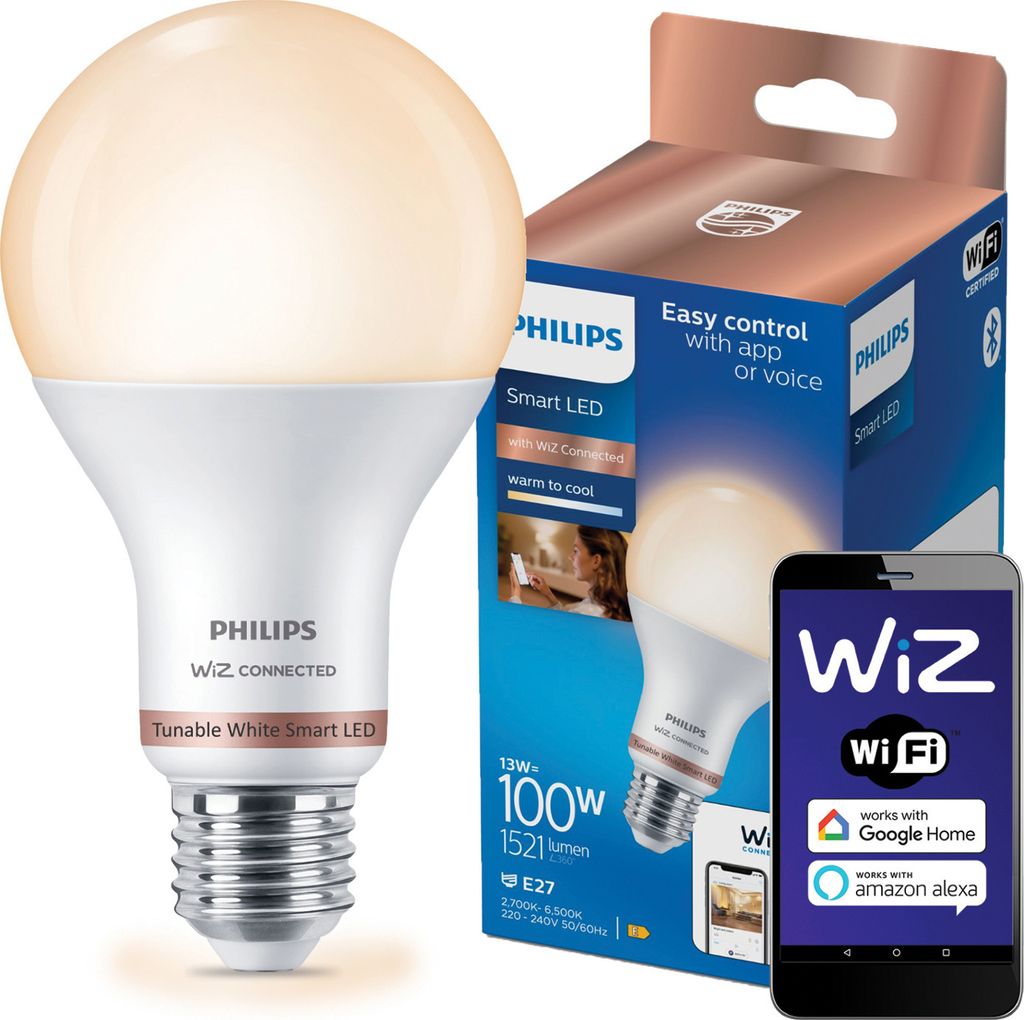 LED крушка Philips Wiz A67 smart Бял E 13 W E27 1521 Lm Zdjęcie produktu 