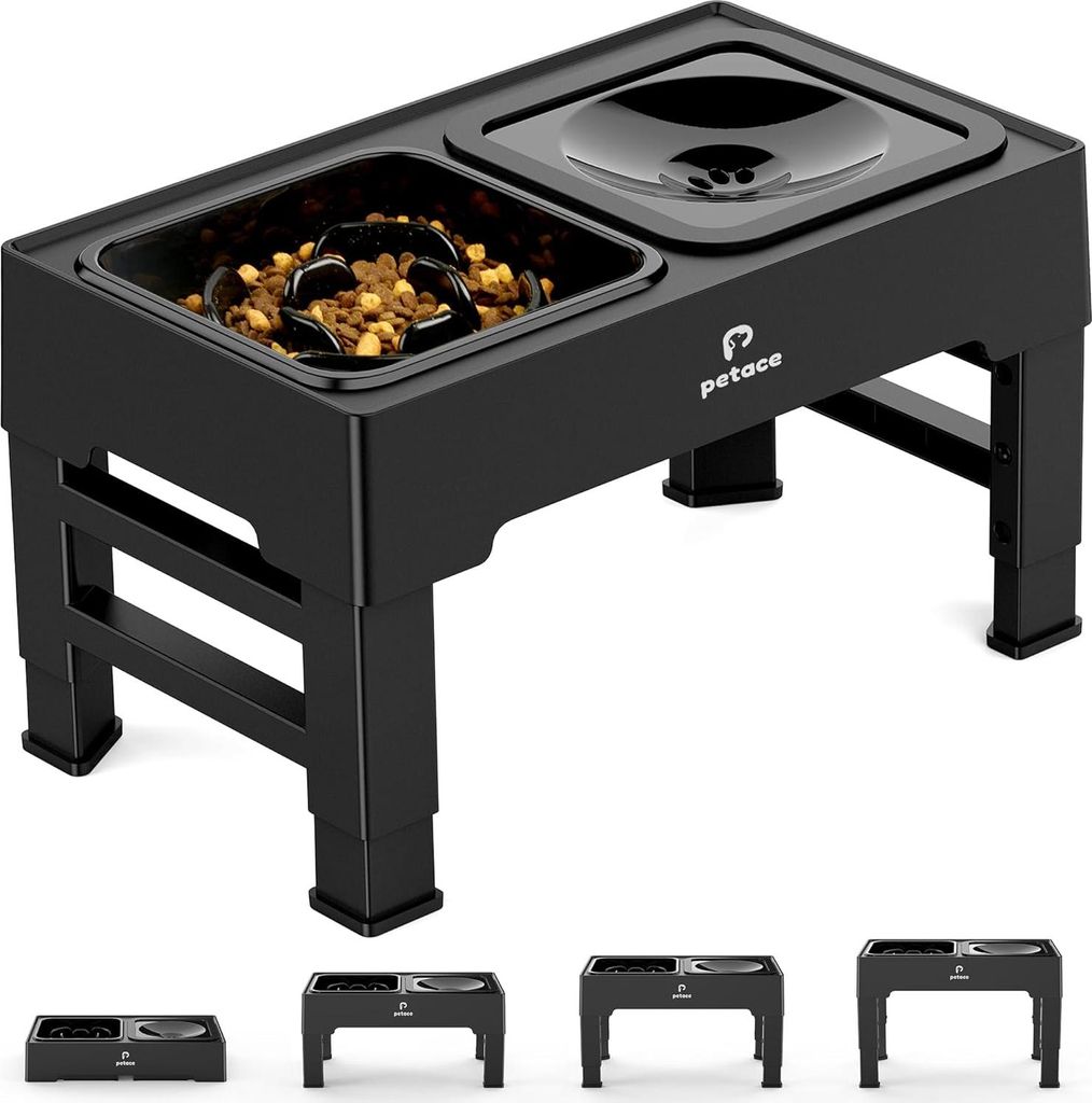 Raised Dog Bowls for Large Dogs, Raised Dog Bowl Stand with Leak-proof Water Bowl and Non-Slip Dog Bowl, Water Bowl Dog without Drooling, 4 Heights...