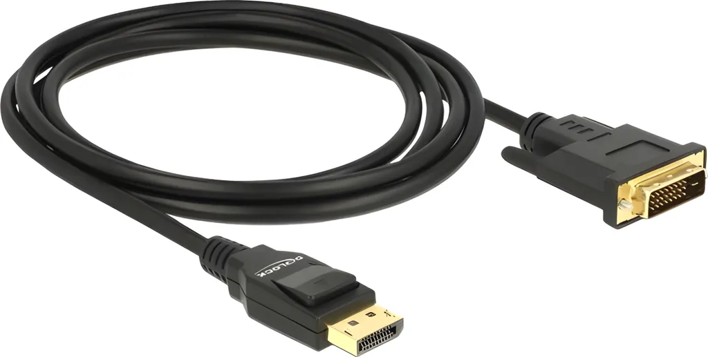 Câble adaptateur DisplayPort vers DVI mâle noir 2m pour écran de PC